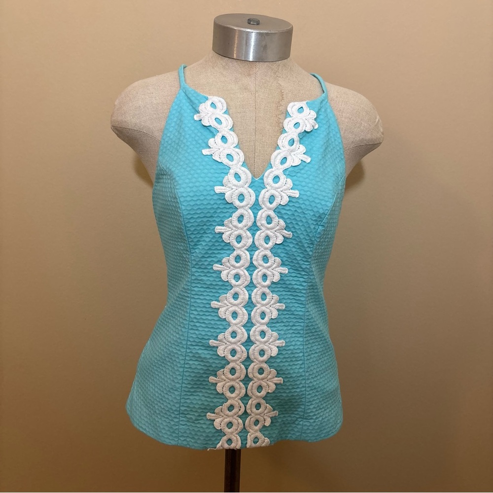 Lilly Pulitzer Annabelle Magnolia tank halter top Breakwater Blue Lace